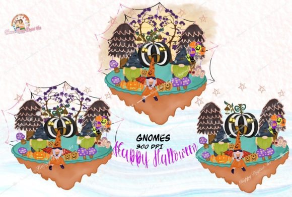 Happy Halloween Gnomes Sublimation Design