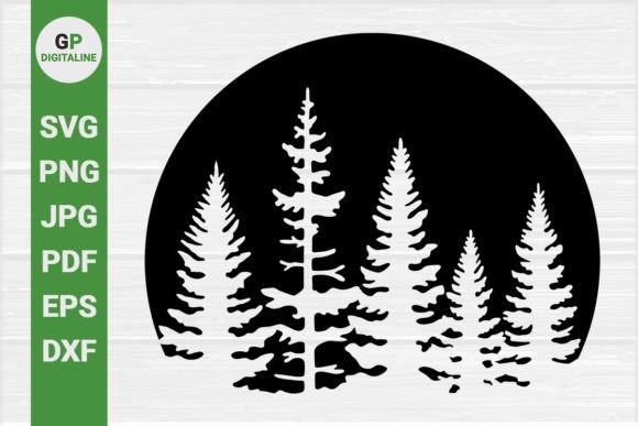 Pine Trees in a Circle Forest SVG