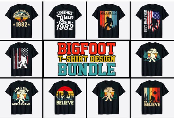 Sasquatch Bigfoot T-Shirt Designs Bundle: A Must-Have for Merchandise Creators