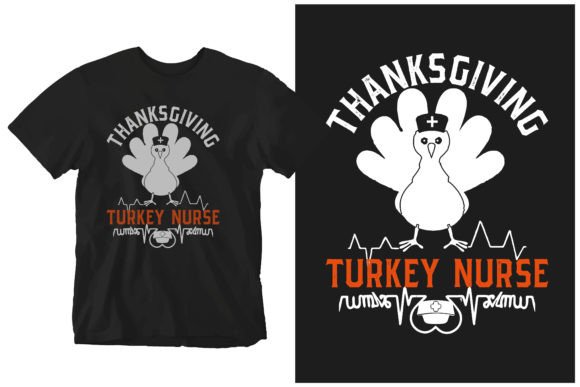 Thanksgiving Turkey Nurse T-Shirt Design for Print on Demand