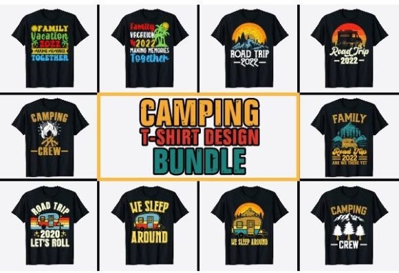 Vintage Camping T-shirt Design Bundle